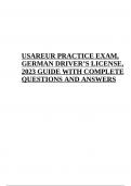 USAREUR DRIVER'S TRAINING TEST PREP TO GAIN EUROPEAN DRIVER'S LICENSE NEW STUDY GUIDE SOLVED MATERIAL GUIDE 2023 &vert; USAREUR PRACTICE EXAM&comma; GERMAN DRIVER&rsquo;S LICENSE 2023 Study GUIDE and USAREUR &lpar;GERMAN DRIVER'S LICENSE&rpar; TEST EXAM COMPLETE QUESTIONS AND AN