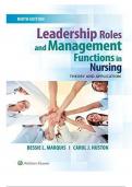 Test Bank Leadership Roles and Management Functions in Nursing Theory and Application 9th Edition Test Bank - All Chapters | Complete Guide 2022