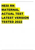 HESI RN MATERNAL ACTUAL TEST LATEST VERSION TESTED 2022/2023 EXAM VERIFIED QUESTIONS AND ANSWERS