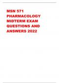 MSN 571  PHARMACOLOGY  MIDTERM EXAM  QUESTIONS AND  ANSWERS 2022/2023