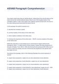 ASVAB Paragraph Comprehension Questions & Answers 2023 &lpar; A&plus; GRADED 100&percnt; VERIFIED&rpar;