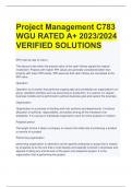 Project Management C783 WGU RATED A+ 2023/2024 VERIFIED SOLUTIONS 