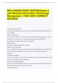 WGU KNOWLEDGE CENTER&lpar;Opens a new Window&rpar; Information Technology Management - C954 100&percnt; CORRECT 2023&sol;2024