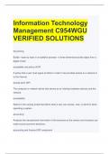 Information Technology Management C954WGU VERIFIED SOLUTIONS 