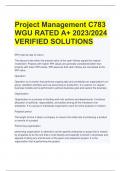 Project Management C783 WGU RATED A&plus; 2023&sol;2024 VERIFIED SOLUTIONS 