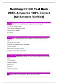 Med-Surg II HESI Test Bank 2023, Answered 100% Correct {All Answers Verified} HESI Med-Surg Test Bank 2023