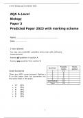 AQA A-Level Biology  Paper 3 Predicted Paper 2023 with marking scheme