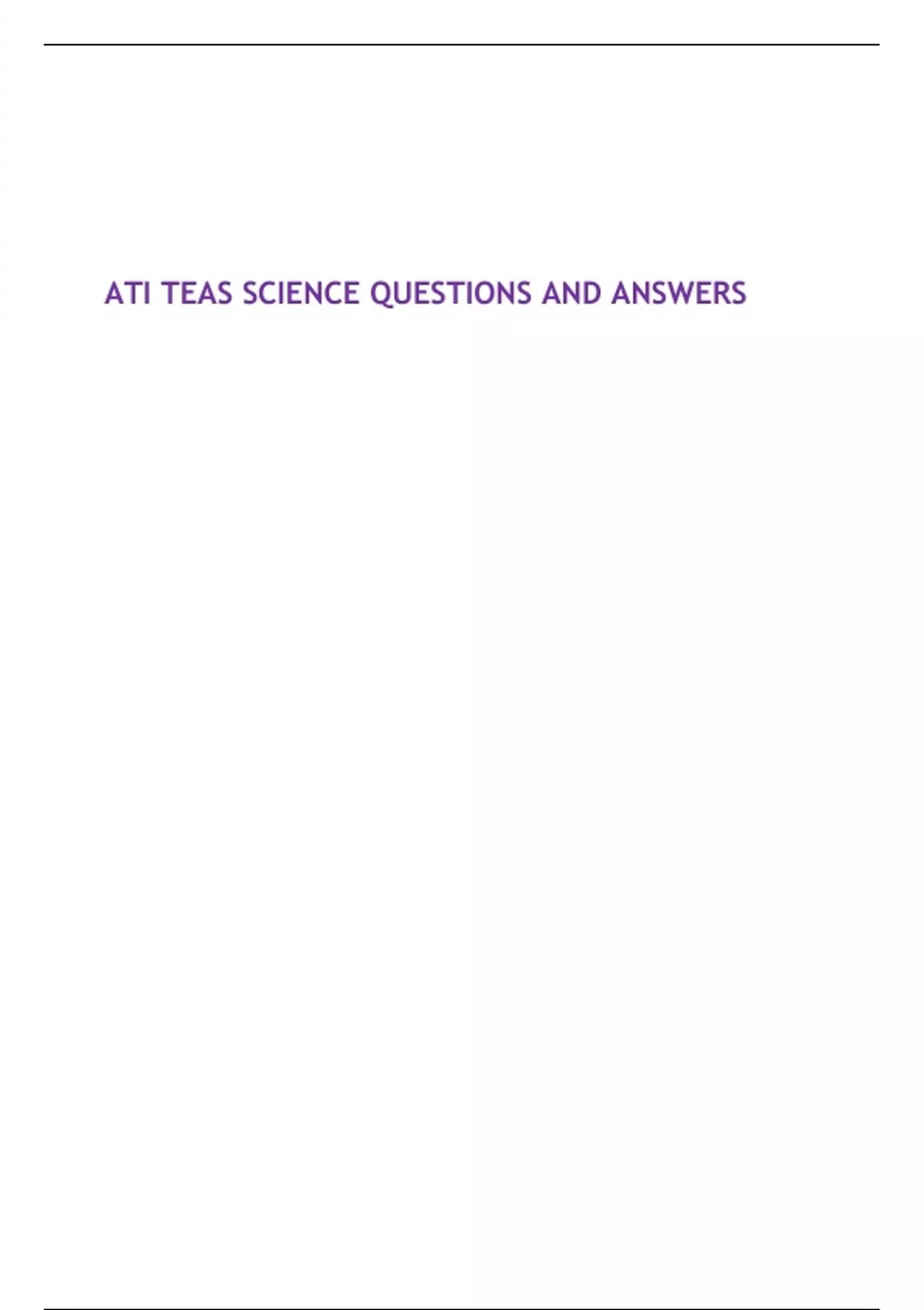 ATI TEAS SCIENCE QUESTIONS AND ANSWERS - ATI TEAS SCIENCE - Stuvia US