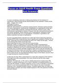Focus on Adult Health Exam Questions And Answers