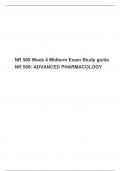 NR 508 Week 4 Midterm and Studyguide, NR 508: ADVANCED PHARMACOLOGY, Chamberlain College of Nursing