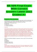 NR 509 Final Exam With Correct Answers Latest 2022 Graded A+