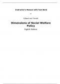 Dimensions of Social Welfare Policy 8e Neil Gilbert, Paul Terrell (Instructor Manual with Test Bank)