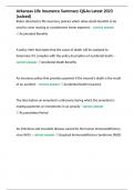 Arkansas Life Insurance Summary Q&As Latest 2023 &lpar;solved&rpar;