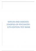 Test Bank for Kaplan and Sadock’s Synopsis of Psychiatry 12th Edition Sadock