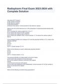 Radiopharm Final Exam 2023-2024 with Complete Solution&period; 