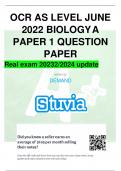 2023 OCR AS LEVEL JUNE 2022 BIOLOGY A PAPER 1 QUESTION PAPER Real exam 2023 update