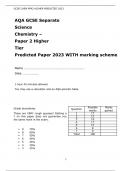 AQA GCSE Separate Science  Chemistry – Paper 2 Higher Tier Predicted Paper 2023 WITH marking scheme
