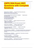 USPS SSA Exam 2021 Questions with Complete Solutions 