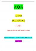 AQA A-level ECONOMICS 7136&sol;1 Paper 1 Markets and Market Failure Question Paper &plus; Mark scheme &lbrack;MERGED&rsqb; June 2022