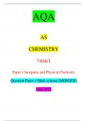 AQA AS CHEMISTRY 7404&sol;1 Paper 1 Inorganic and Physical Chemistry Question Paper &plus; Mark scheme &lbrack;MERGED&rsqb; June 2022