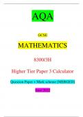 AQA GCSE MATHEMATICS 8300&sol;3H Higher Tier Paper 3 Calculator Question Paper &plus; Mark scheme &lbrack;MERGED&rsqb; June 2022