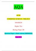 AQA GCSE COMBINED SCIENCE&colon; TRILOGY 8464&sol;B&sol;2H Higher Tier Biology Paper 2H Question Paper &plus; Mark scheme &lbrack;MERGED&rsqb; June 2022