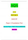 AQA GCSE PHYSICS 8463/1F Paper 1 Foundation Tier Question Paper + Mark scheme [MERGED] June 2022