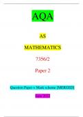 AQA AS MATHEMATICS 7356/2 Paper 2 Question Paper + Mark scheme [MERGED] June 2022
