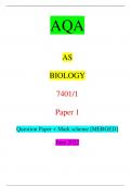 AQA AS BIOLOGY 7401/1 Paper 1 Question Paper + Mark scheme [MERGED] June 2022