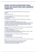 WORK CENTER SUPERVISOR FINAL EXAM 2023 QUESTIONS AND ANSWERS COMPLETE