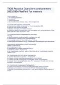 TICO Practice Questions and answers 2023&sol;2024 Verified for learners