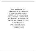 TEST BANK FOR THE ARCHITECTURE OF COMPUTER HARDWARE AND SYSTEM SOFTWARE&colon; AN INFORMATION TECHNOLOGY APPROACH&comma; 5TH EDITION&comma; IRV ENGLANDER&comma; ISBN&colon; 1118322630&comma; ISBN &colon; 9781118803127&comma; ISBN &colon; 9781118322635