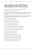 AQA Computer Science &lpar;8525&rpar; Paper 2 &lpar;2023&rpar; Questions with Correct Answers&period; 