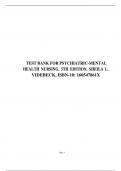 TEST BANK FOR PSYCHIATRIC-MENTAL HEALTH NURSING, 5TH EDITION, SHEILA L. VIDEBECK, ISBN-10: 160547861X