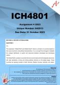 ICH4801 Assignment 4 (COMPLETE ANSWERS) 2023 (642913) - DUE 31 October 2023