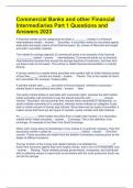Commercial Banks and other Financial Intermediaries Part 1 Questions and Answers 2023
