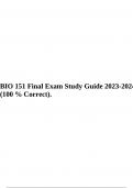 BIO 151 Final Exam Study Guide 2023-2024 (100 % Correct).