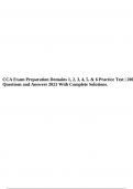CCA Exam Preparation Domains 1, 2, 3, 4, 5, & 6 Practice Test | 200 Questions and Answers 2023 With Complete Solutions.