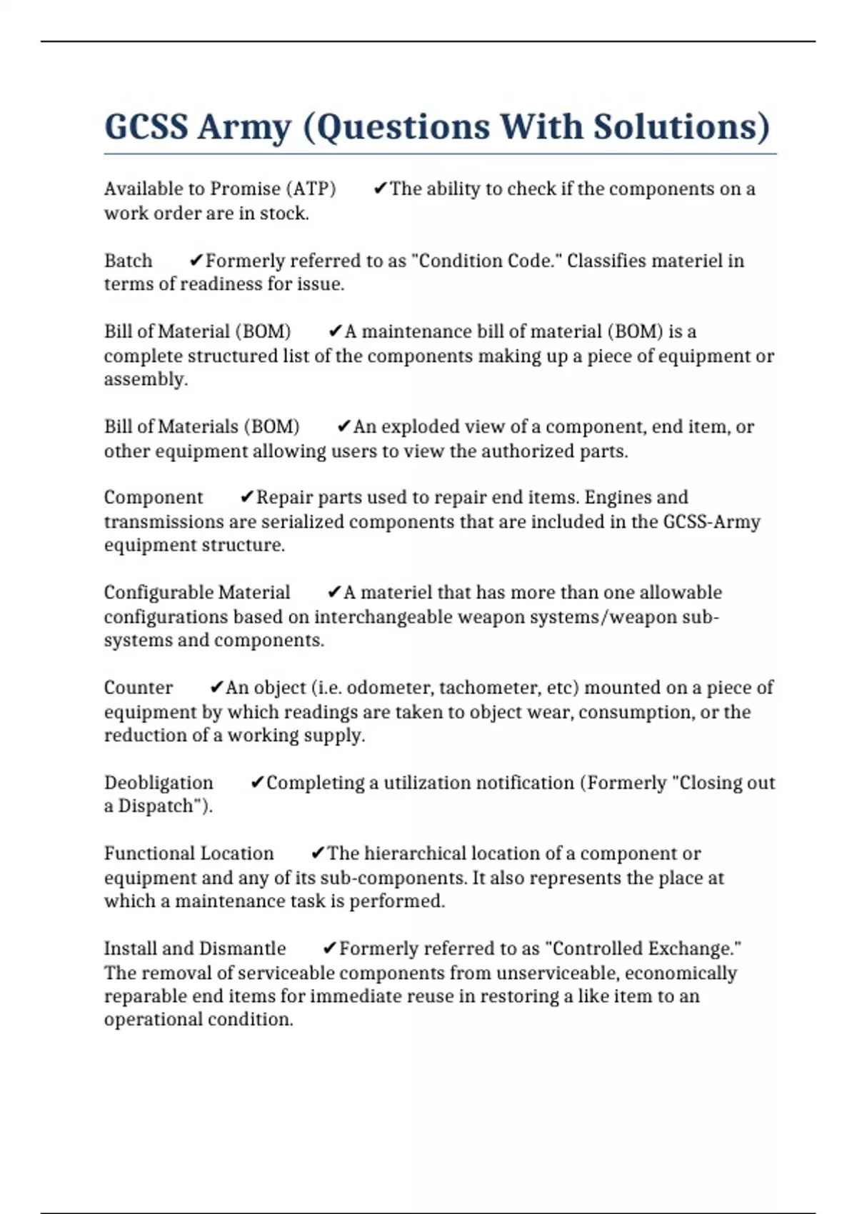 GCSS Army Questions With Solutions GCSS Army Stuvia US GCSS Army Questions With Solutions GCSS Army Stuvia US