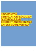 PICAT&sol;ASVAB VERIFICATION EXAM 110&plus; QUESTIONS AND CORRECT ANSWERS 2023 LATEST GUIDE VerifiED&period;