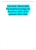 Test bank- Memorable Psychopharmacology by Jonathan Heldt, M.Dupdated- 2023-2024