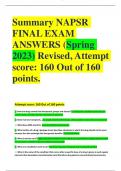 Summary NAPSR FINAL EXAM ANSWERS (Spring 2023) Revised, Attempt score: 160 Out of 160 points.