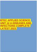BTEC APPLIED SCIENCE UNIT 12 A DISEASES AND INFECTIONS COMPLETE LATEST 2023.
