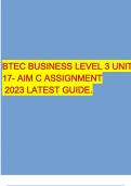 BTEC BUSINESS LEVEL 3 UNIT 17- AIM C ASSIGNMENT  2023 LATEST GUIDE.