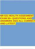 NR 531 HEALTH ASSESMENT EXAM 50+ QUESTIONS AND ANSWERS 2023 ALL CORRECT AND LATEST.