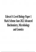 Edexcel A Level Biology Paper 1 Mark Scheme June 2022 Advanced Biochemistry, Microbiology and Genetics