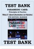 TEST BANK PARAMEDIC CARE- PRINCIPLES & PRACTICE&comma; 5TH EDITION Volume 5 Special Considerations and Operations BLEDSOE