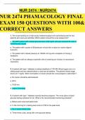 NUR 2474 / NUR2474 PHARMACOLOGY FINAL EXAM 150 QUESTIONS WITH 100% CORRECT ANSWERS