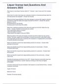 Liquor license test&comma;Questions And Answers 2023