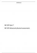 NR 509 Quiz 7, NR 509 Advanced physical assessment. Chamberlain